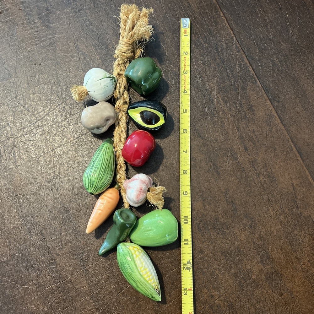 Vintage Hanging Ceramic Vegetables On Jute Rope Farmhouse & Kitchen Decor - Picture 7 of 12